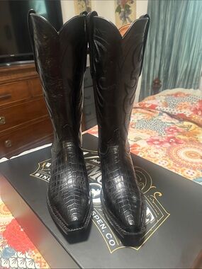 Women’s black nile croc boots